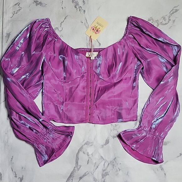 entro Tops - Entro Pink/Purple Iridescent Corset Top